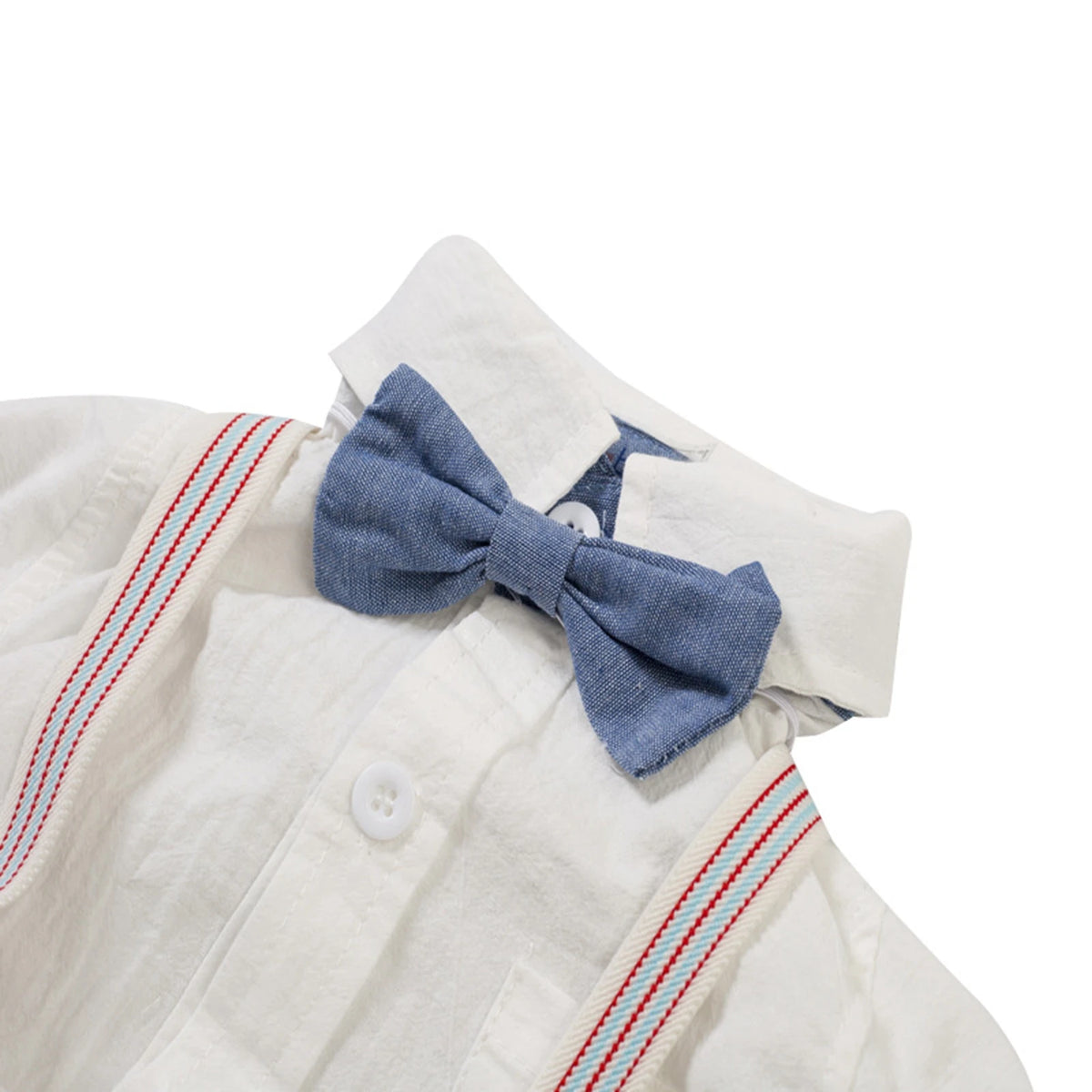 Summer Toddler Kid Boys Long Sleeve Tops Suspender Pants Suit Long Sleeve Lapel Button Romper Shirt Gentleman Clothes